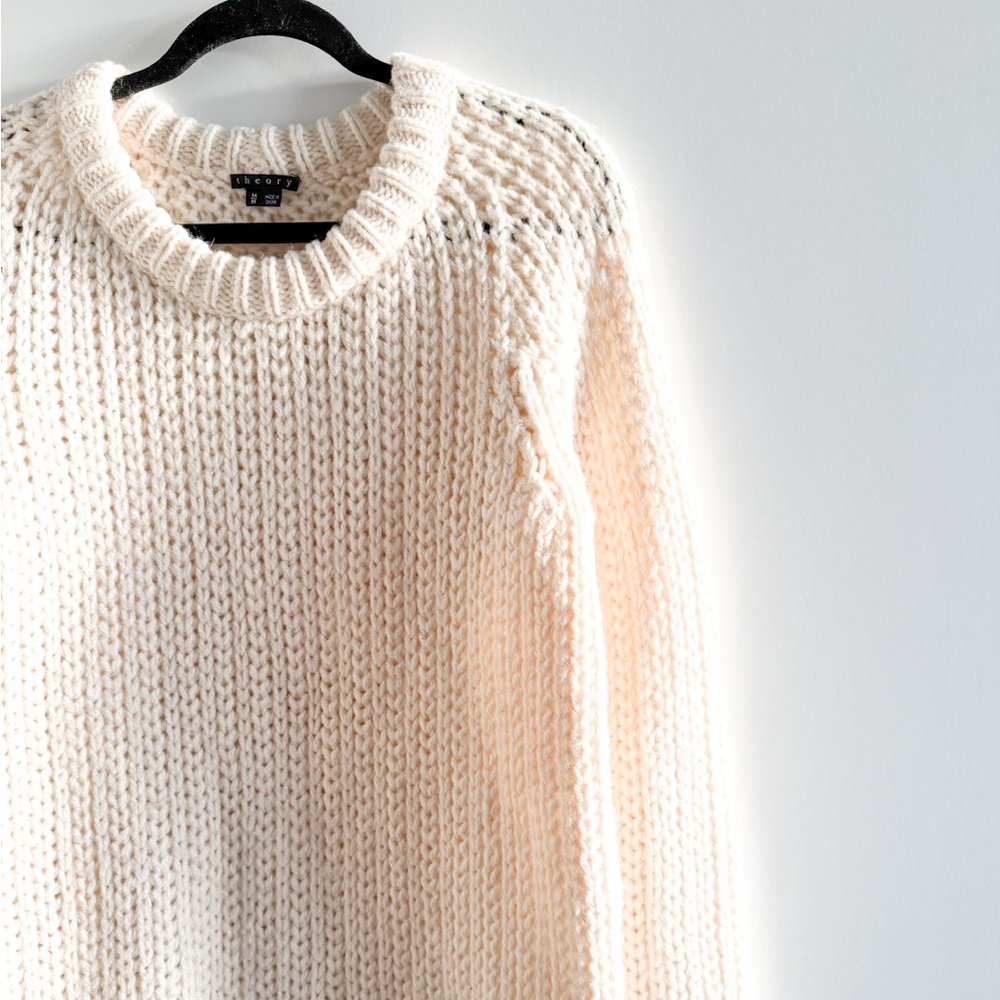 Theory Ivory Chunky Knit Pullover (Wool & Alpaca) - Picture 10 of 11